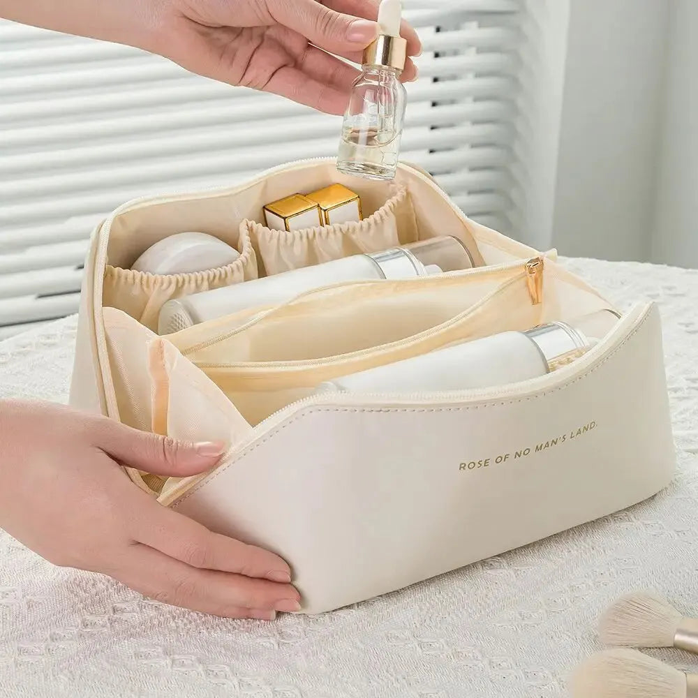 Luxuriöse Kosmetiktasche aus Leder mit Reißverschluss-Luzern Mode