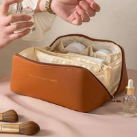 Luxuriöse Kosmetiktasche aus Leder mit Reißverschluss-Luzern Mode
