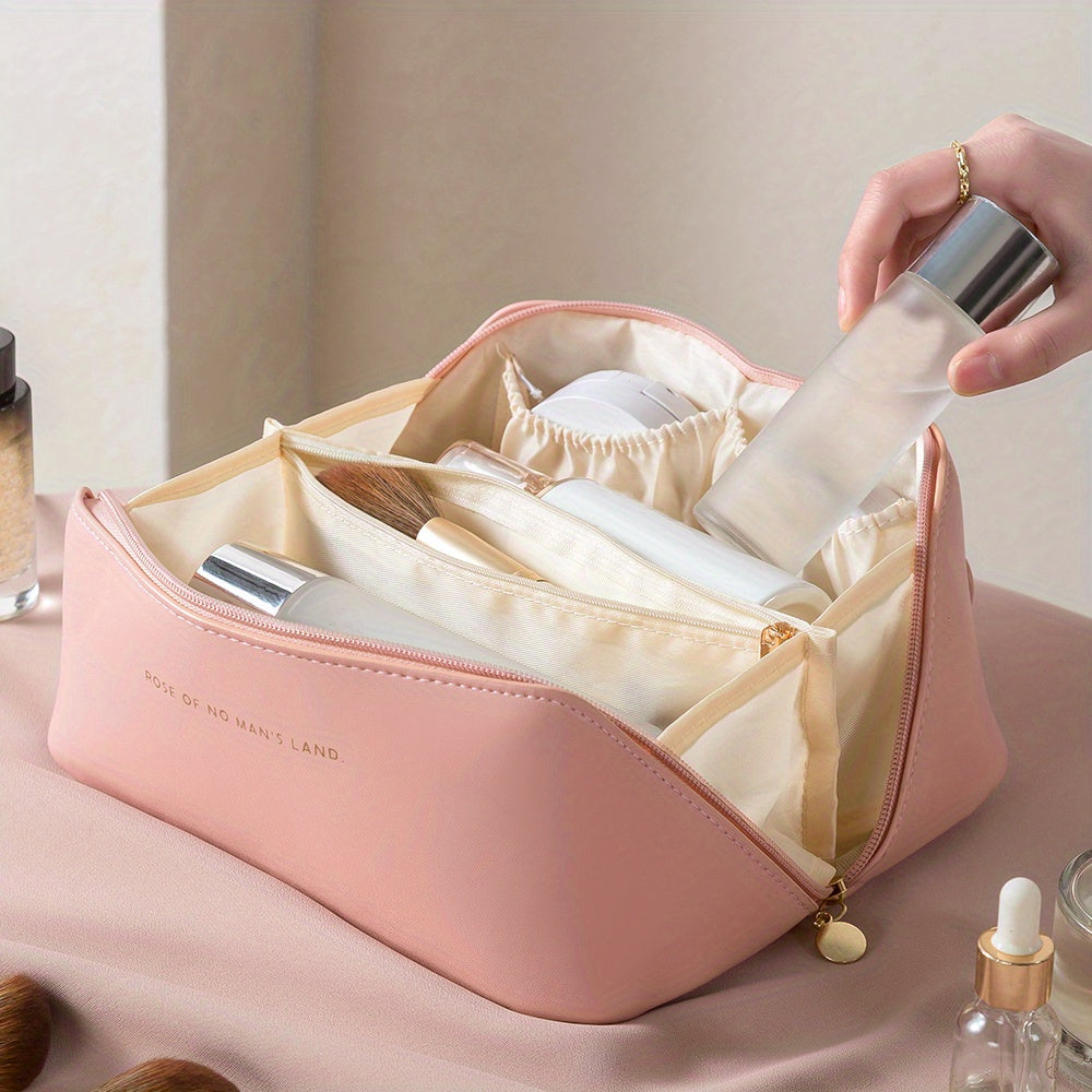 Luxuriöse Kosmetiktasche aus Leder mit Reißverschluss-Luzern Mode