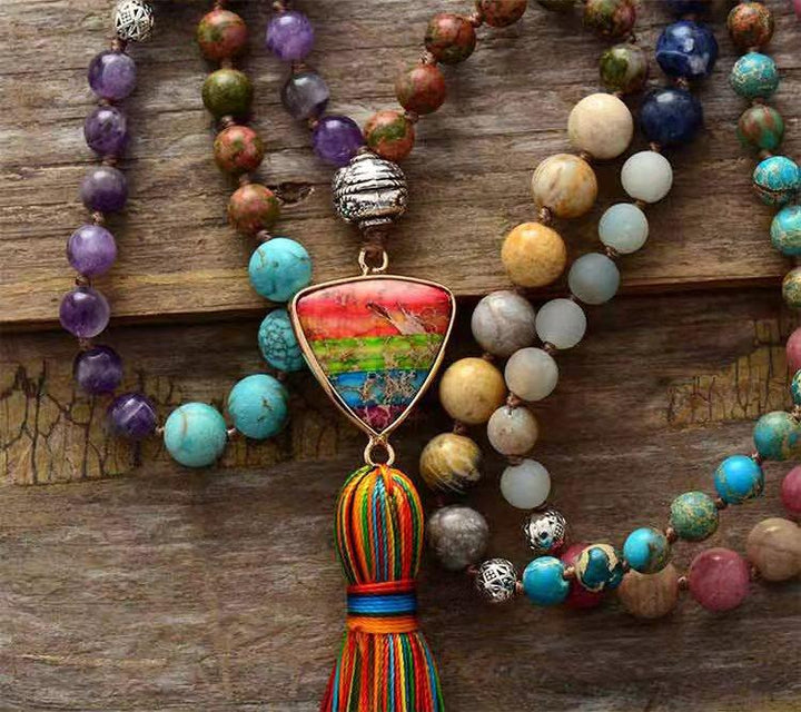 Mala-Kette | 108 Perlen Boho Erleuchtung Boho Ruhe Balance Stilvoll-Luzern Mode