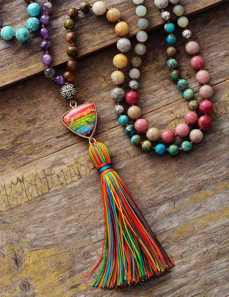 Mala-Kette | 108 Perlen Boho Erleuchtung Boho Ruhe Balance Stilvoll-Luzern Mode