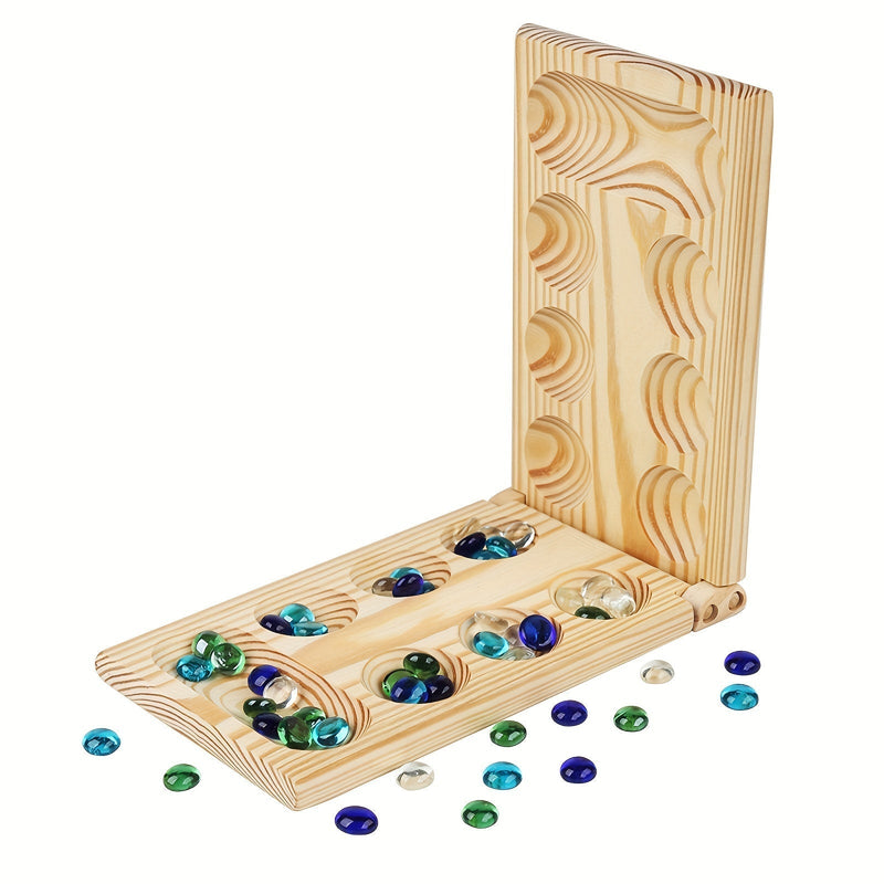 Mancala Brettspiel | Steine Strategie Lehrreich Kompakt Holz Bunt-Luzern Mode