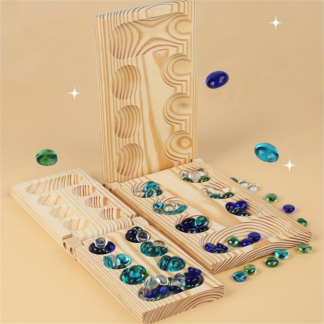 Mancala Brettspiel | Steine Strategie Lehrreich Kompakt Holz Bunt-Luzern Mode