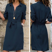 Elegantes Damenkleid mit Gürtel und Knopfleiste für Sommer-Luzern Mode
