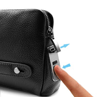 Herren Leder Anti-Diebstahl Clutch mit Fingerabdruckschloss – Schwarzblau