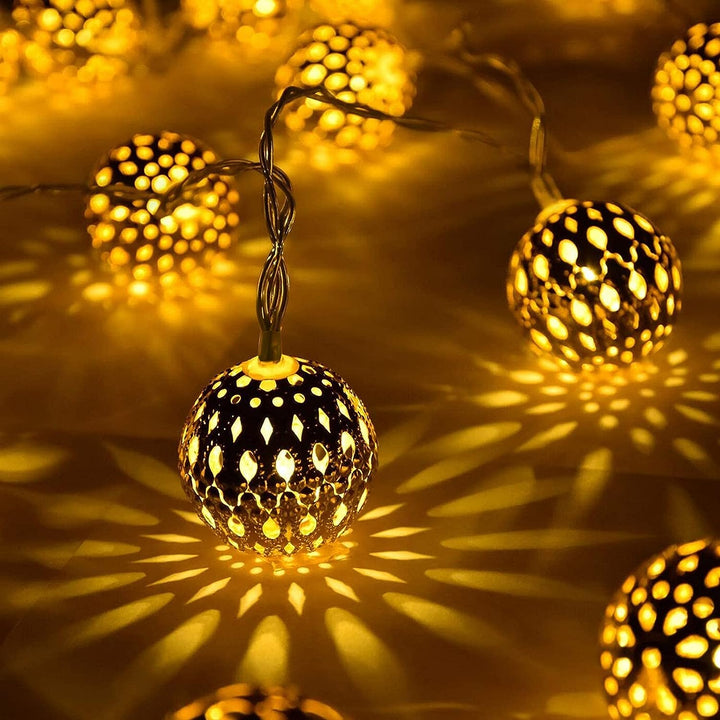 Lichterkette | LED Langlebig Solarenergie Marokkanisch Stilvoll Atmosphärisch-Silber-Luzern Mode