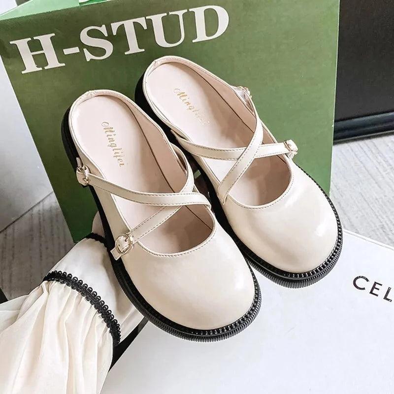 Damen Leder Pantoletten - Bequeme Casual Schuhe Online Shop-Luzern Mode