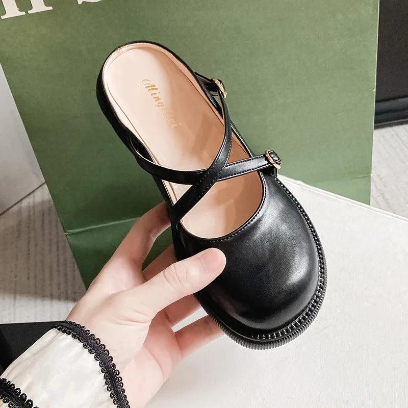 Damen Leder Pantoletten - Bequeme Casual Schuhe Online Shop-Schwarz-35-Luzern Mode