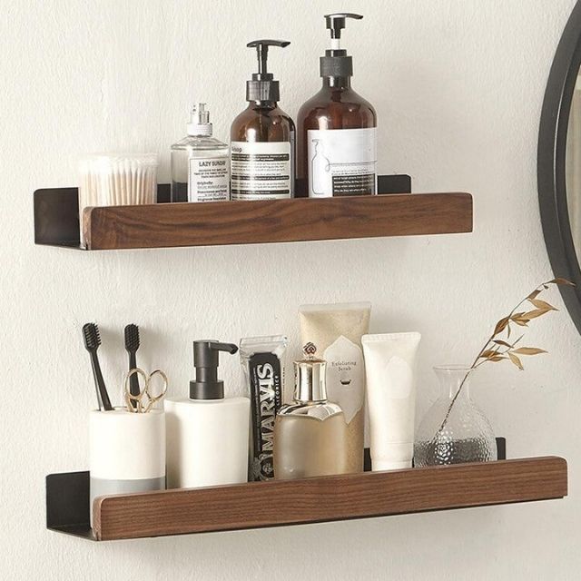 Badregal | Holz | Massiv | Ohne Bohren | Rechteckig | Stabil-Luzern Mode