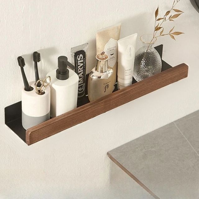 Badregal | Holz | Massiv | Ohne Bohren | Rechteckig | Stabil-Luzern Mode