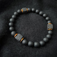 Lavastein-Armband | Mattschwarz | Onyx | Balance | Markant | Stilvoll-Onyx-Gold-Luzern Mode
