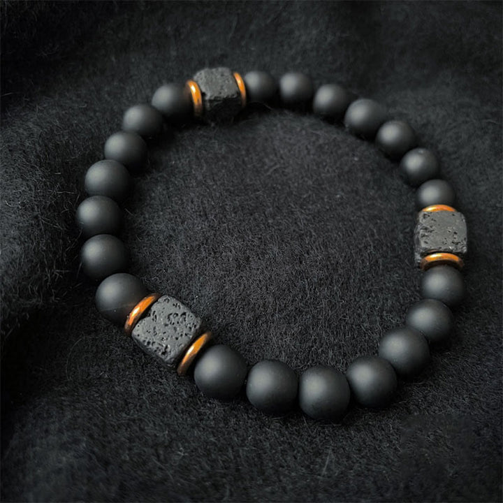 Lavastein-Armband | Mattschwarz | Onyx | Balance | Markant | Stilvoll-Onyx-Gold-Luzern Mode