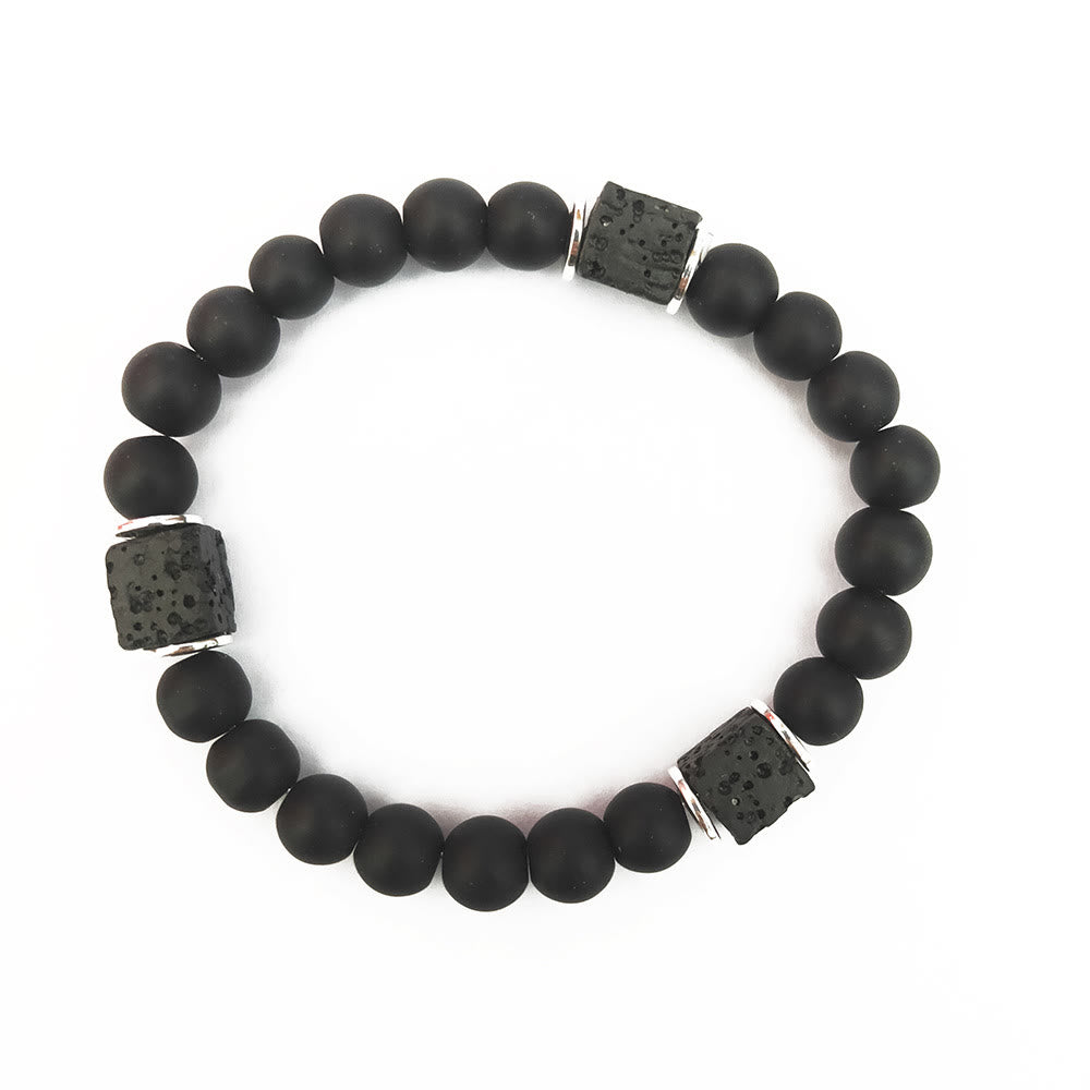 Lavastein-Armband | Mattschwarz | Onyx | Balance | Markant | Stilvoll-Onyx-Silber-Luzern Mode