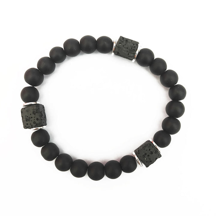 Lavastein-Armband | Mattschwarz | Onyx | Balance | Markant | Stilvoll-Onyx-Silber-Luzern Mode