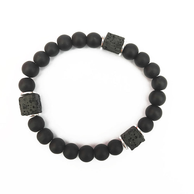 Lavastein-Armband | Mattschwarz | Onyx | Balance | Markant | Stilvoll-Onyx-Silber-Luzern Mode