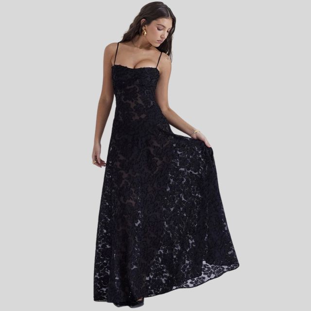 Langes Abendkleid Damen - Elegantes Spitzenkleid Maxi-Luzern Mode