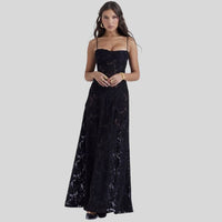 Langes Abendkleid Damen - Elegantes Spitzenkleid Maxi-Schwarz-XS-Luzern Mode