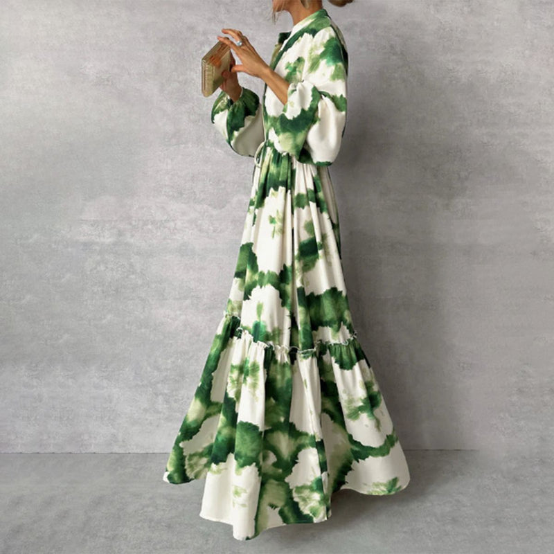 Boho Maxikleid Damen - Elegantes Sommerkleid mit Muster-S-Luzern Mode