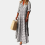 Damen Maxikleid mit Muster - Elegantes Sommerkleid Lang-Grau-S-Luzern Mode