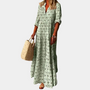 Damen Maxikleid mit Muster - Elegantes Sommerkleid Lang-Grün-S-Luzern Mode