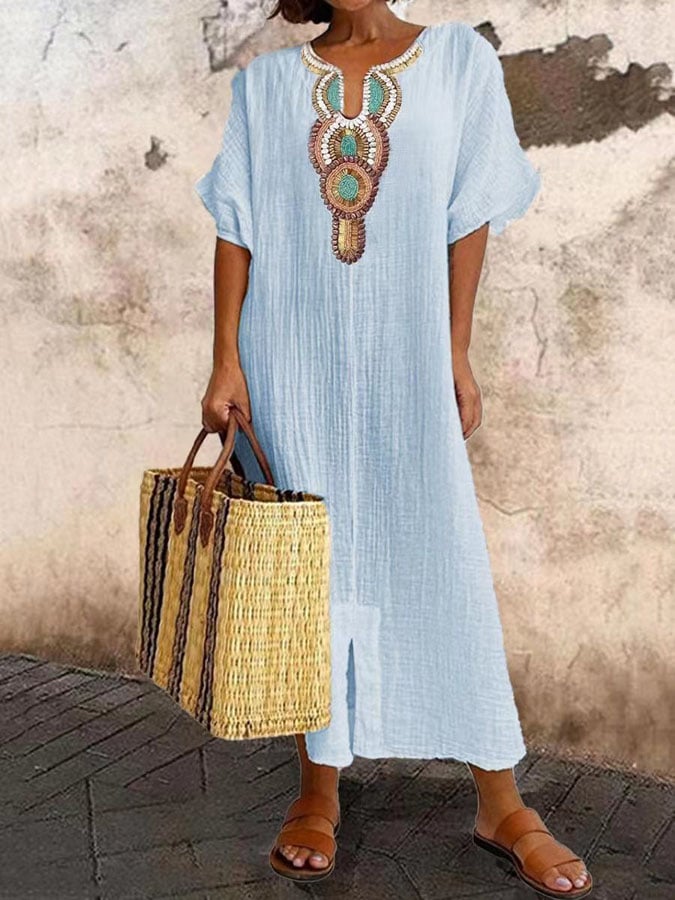 Luftiges Maxikleid Damen | Sommerkleid Träger | Strand | Freizeit | Boho-Hellblau-S-Luzern Mode
