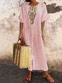 Luftiges Maxikleid Damen | Sommerkleid Träger | Strand | Freizeit | Boho-Rosa-S-Luzern Mode