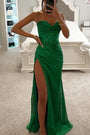 Elegantes Abendkleid mit hohem Schlitz für besondere Anlässe-Grün-S-Luzern Mode