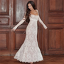Elegantes Abendkleid mit Spitzenärmeln für Damen-Weiß-XS-Luzern Mode