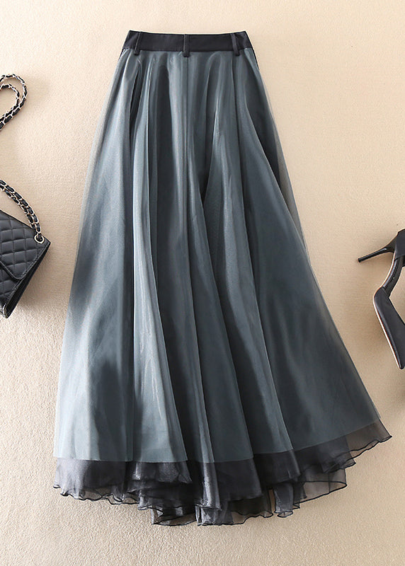 Damen Maxirock mit Lederbund und Falten-Design-Luzern Mode