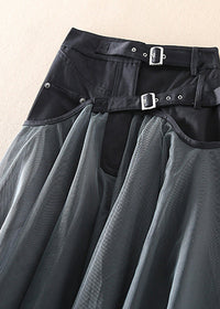 Damen Maxirock mit Lederbund und Falten-Design-Luzern Mode