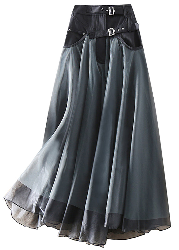 Damen Maxirock mit Lederbund und Falten-Design-Luzern Mode