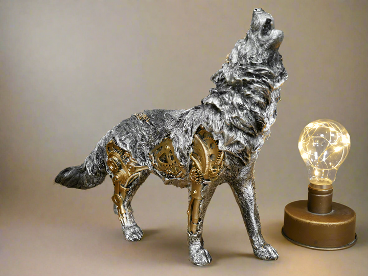Tierskulptur | Steampunk Mechanisch Stilvoll Einzigartig Langlebig Auffällig-Wolf-Luzern Mode