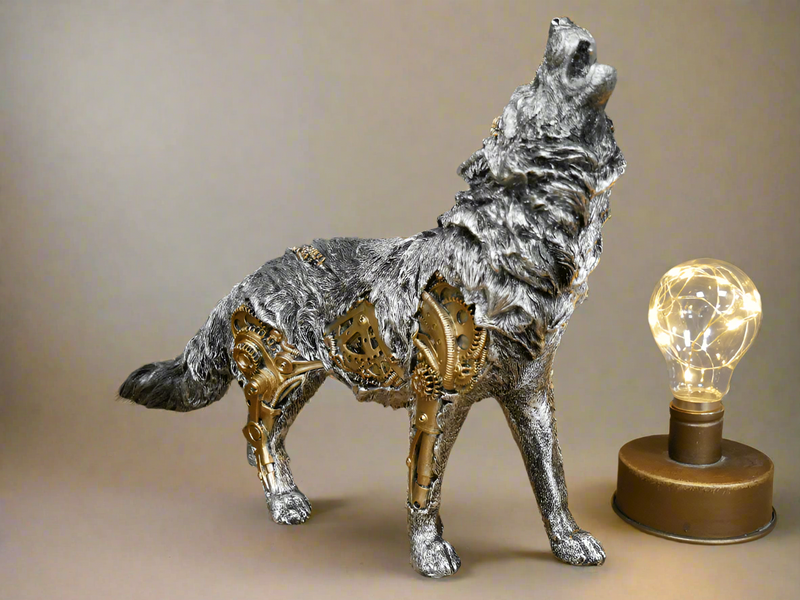 Tierskulptur | Steampunk Mechanisch Stilvoll Einzigartig Langlebig Auffällig-Wolf-Luzern Mode