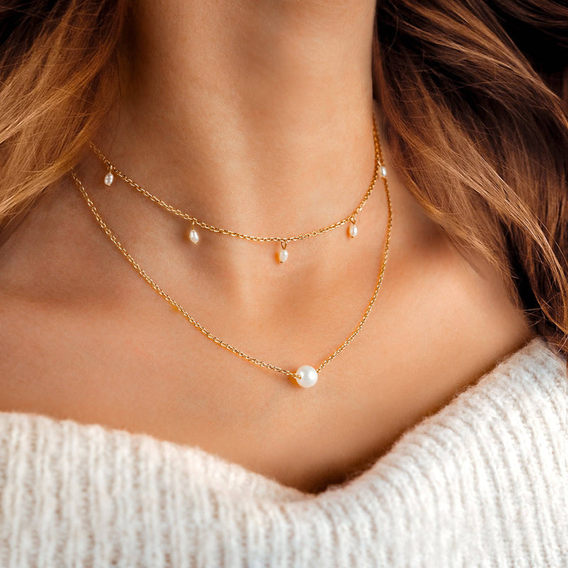 Damen-Perlenkette | Dezent Stilvoll Weiße Perle Einzigartig Langlebig-Luzern Mode