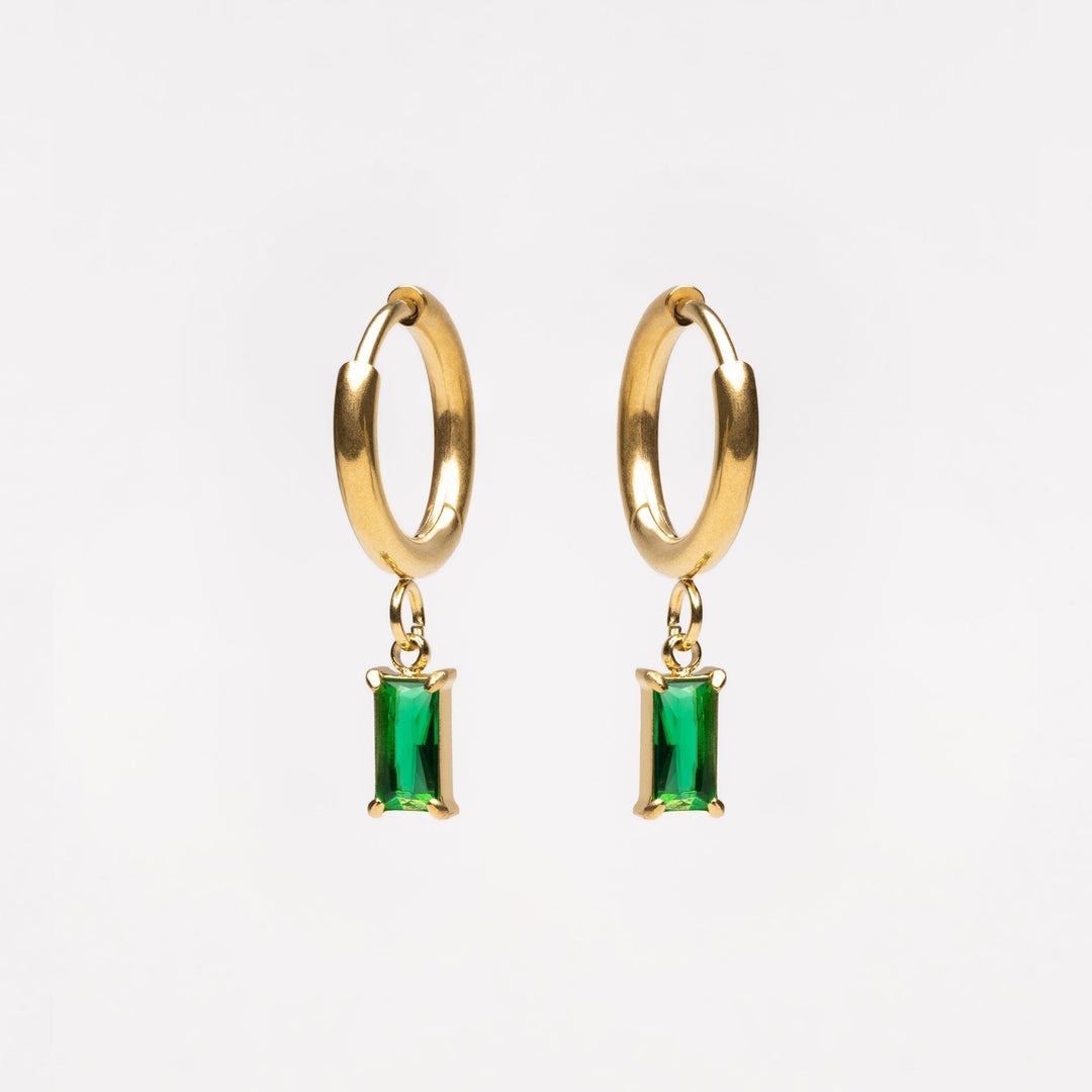 Ohrringe für Damen | Gold | Grüner Stein | Klassisch | Stilvoll-Luzern Mode