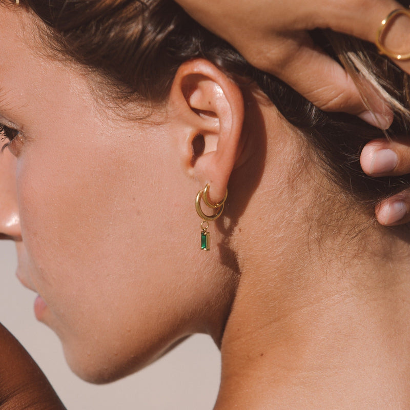 Ohrringe für Damen | Gold | Grüner Stein | Klassisch | Stilvoll-Luzern Mode