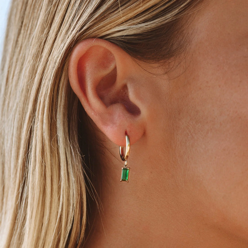 Ohrringe für Damen | Gold | Grüner Stein | Klassisch | Stilvoll-Luzern Mode