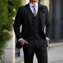 Herren Slim Fit Anzug Set mit Weste für Business und Hochzeit-Schwarz-XS-Luzern Mode