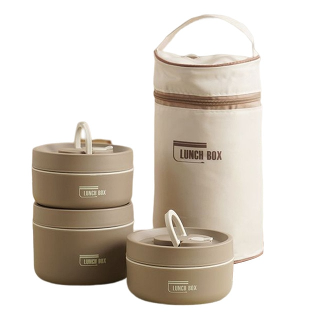 Lunchbox | Isoliertes Set Groß Klein Langlebig Vielseitig Auslaufsicher-Braun-2x Klein + Groß-Luzern Mode