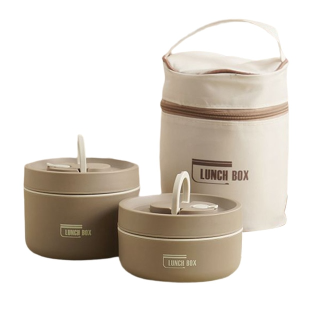 Lunchbox | Isoliertes Set Groß Klein Langlebig Vielseitig Auslaufsicher-Braun-Klein + Groß-Luzern Mode