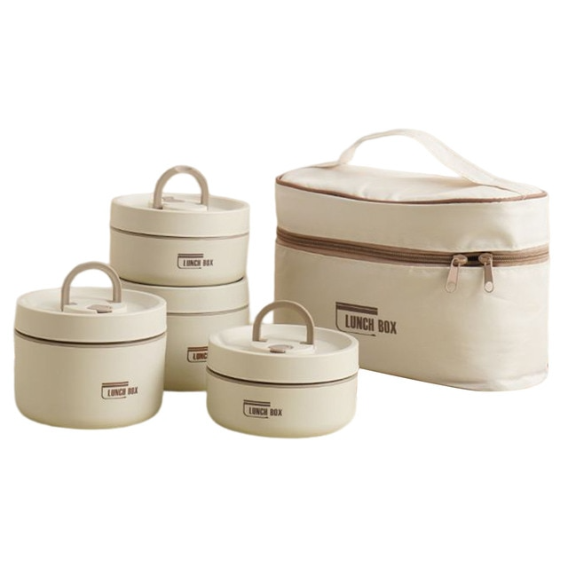 Lunchbox | Isoliertes Set Groß Klein Langlebig Vielseitig Auslaufsicher-Weiß-2x Klein + 2x Groß-Luzern Mode