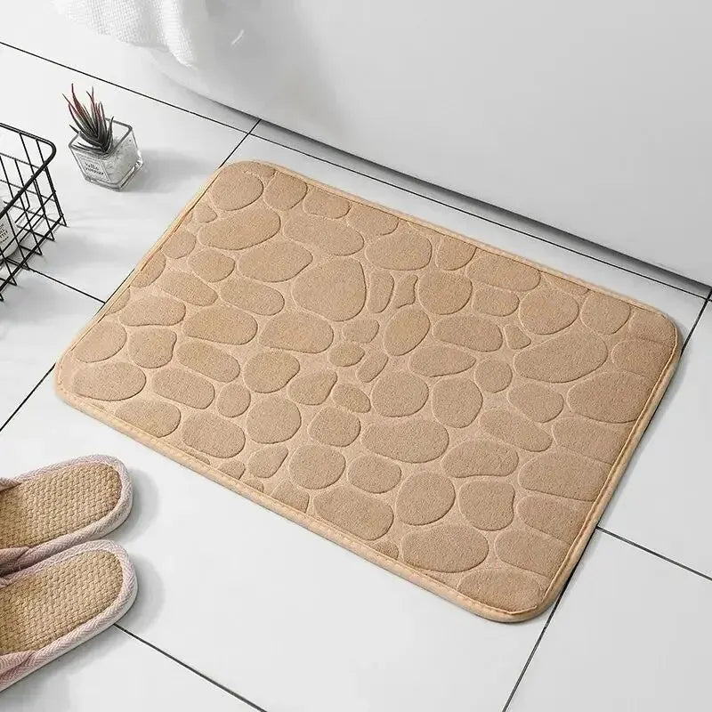 Badmatte | Rutschfester Memory Foam Geprägt Weich Nachhaltig Stylisch Struktur-Beige-Luzern Mode
