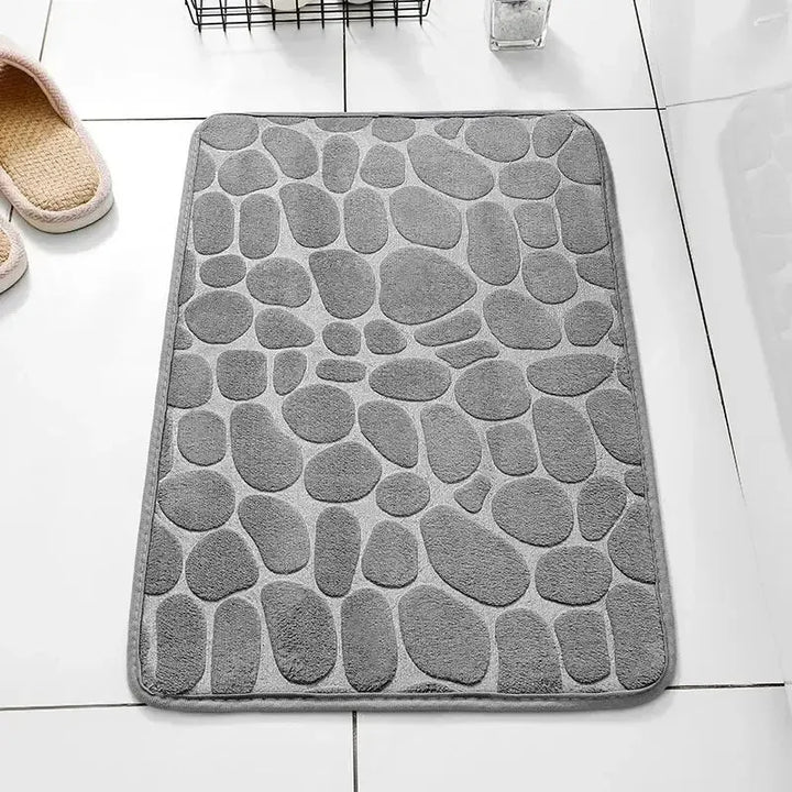 Badmatte | Rutschfester Memory Foam Geprägt Weich Nachhaltig Stylisch Struktur-Grau-Luzern Mode