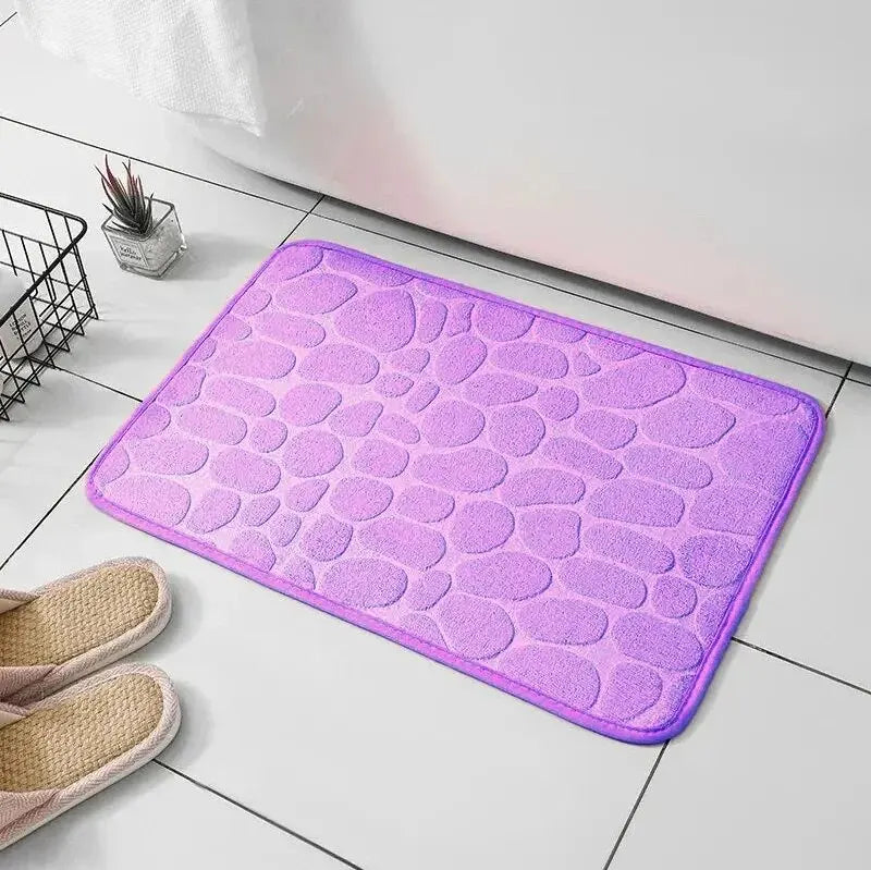 Badmatte | Rutschfester Memory Foam Geprägt Weich Nachhaltig Stylisch Struktur-Lila-Luzern Mode