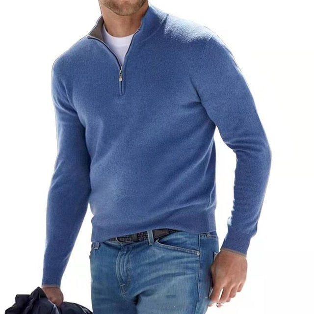 Herren Pullover mit Reißverschluss - Stilvoll und Bequem-Blau-S-Luzern Mode