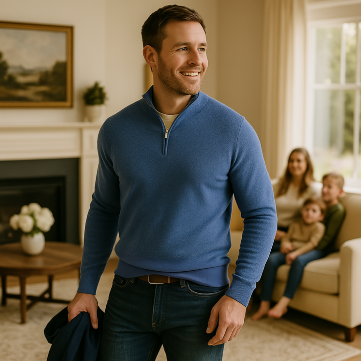 Herren Pullover mit Reißverschluss - Stilvoll und Bequem-Blau-S-Luzern Mode