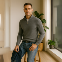 Herren Pullover mit Reißverschluss - Stilvoll und Bequem-Grau-S-Luzern Mode