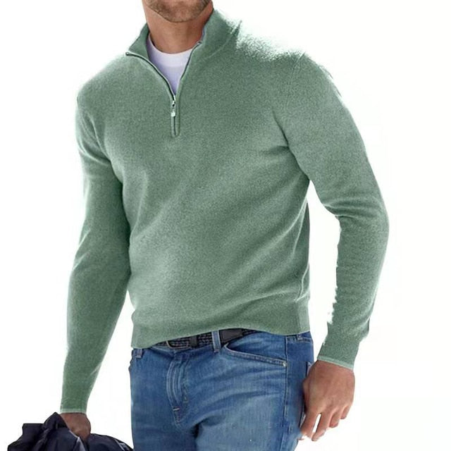 Herren Pullover mit Reißverschluss - Stilvoll und Bequem-Grün-S-Luzern Mode