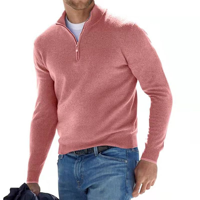 Herren Pullover mit Reißverschluss - Stilvoll und Bequem-Rosa-S-Luzern Mode