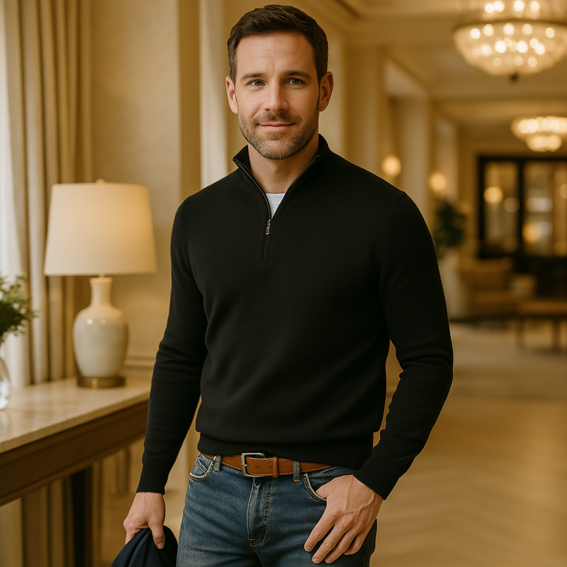 Herren Pullover mit Reißverschluss - Stilvoll und Bequem-Schwarz-S-Luzern Mode
